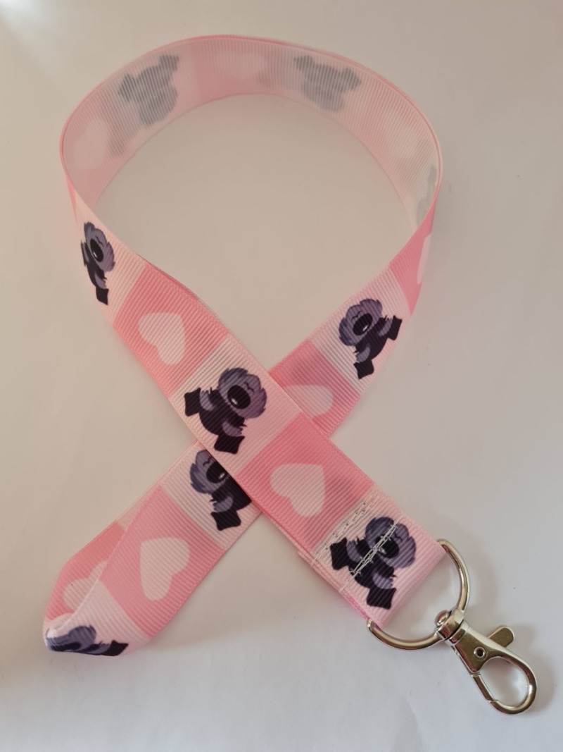 Dog with pink heart print lanyard / Id holder / badge holder ⋆ Spend