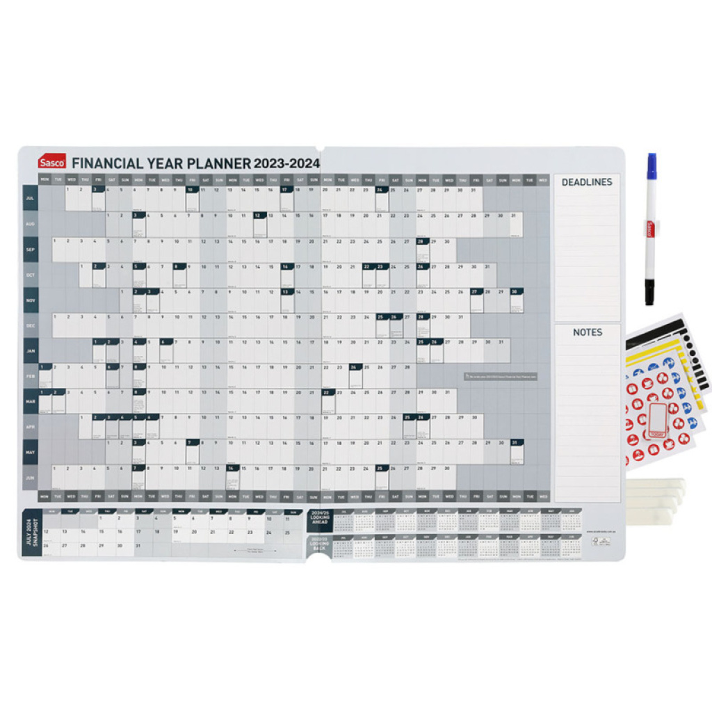 Sasco 2023 2024 financial year wall planner 870x610mm 3622324 spend