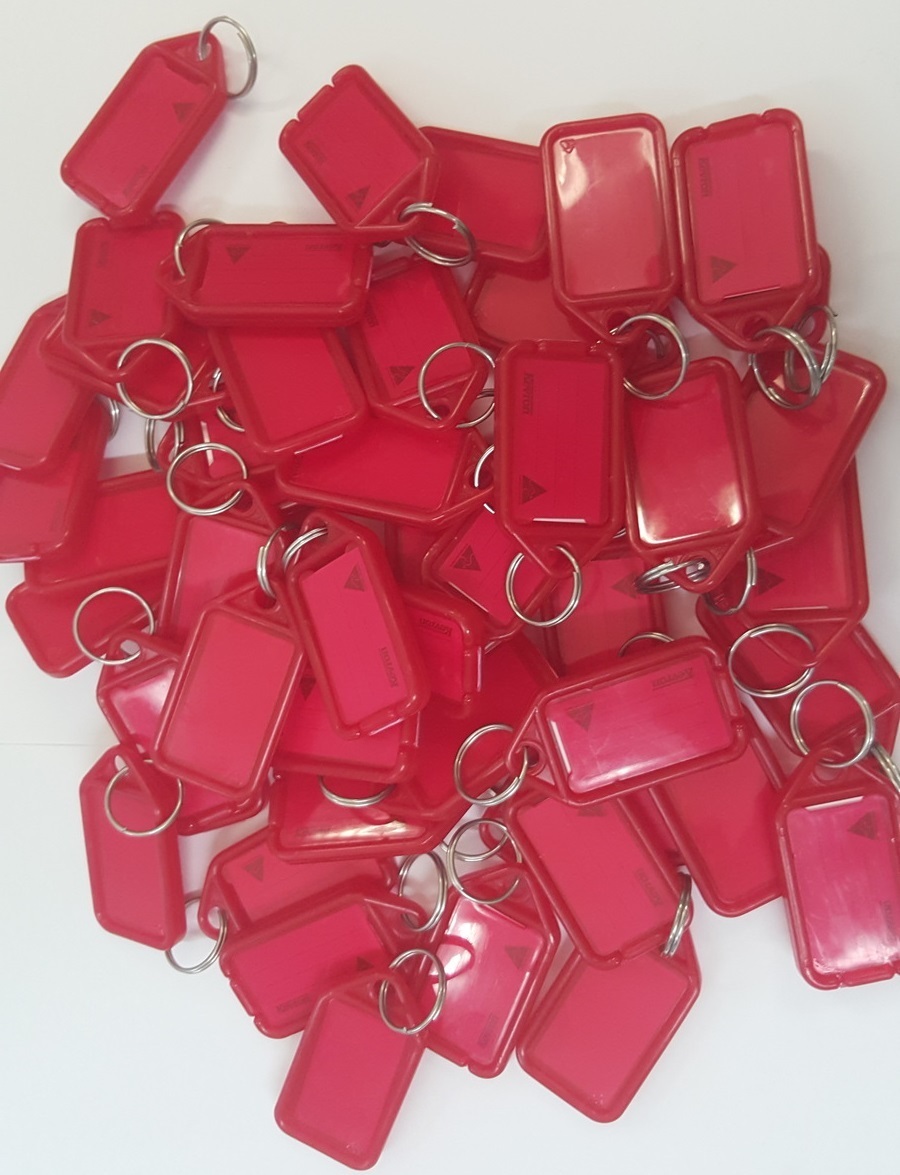 Red String Key Tag 50 X Kevron Keytags ID Tag Key Ring Label With Paper Tags - Red ⋆ Spend ...