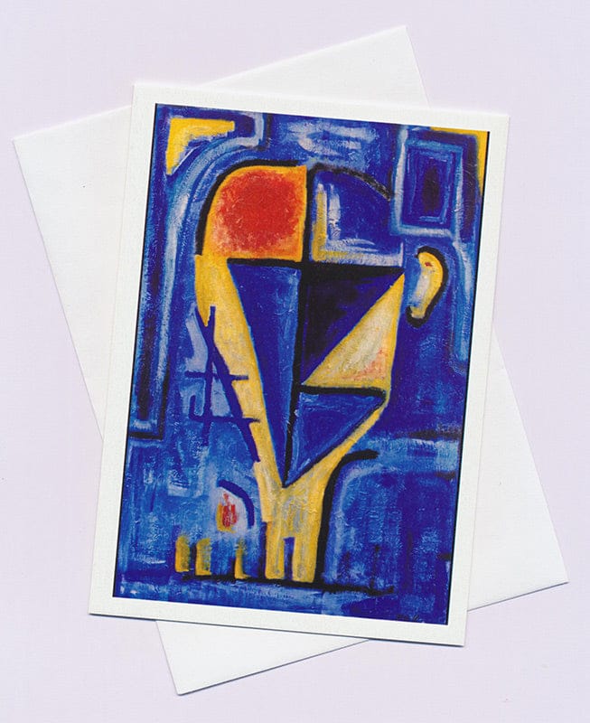 Greeting card of abstract blues and yellows portrait by artist Jon ...
