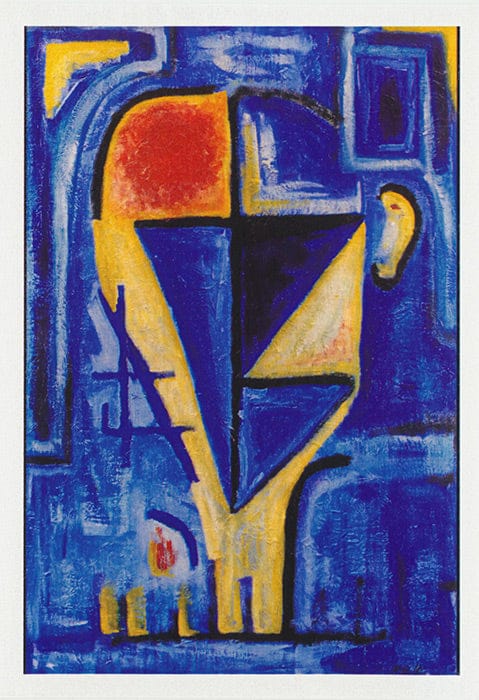 Greeting card of abstract blues and yellows portrait by artist Jon ...