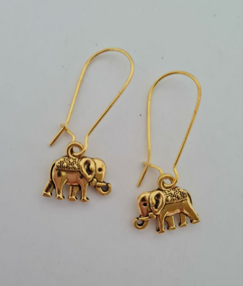 Dream Shop Jade Bohemian Drop Dangle Earrings - Elephant Gemstone, 18K White Gold Plated, Hook Closure
