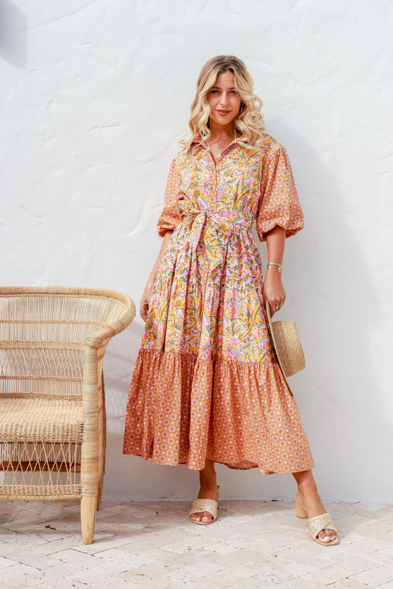 Aussie Bush Flowers Collared Dress
