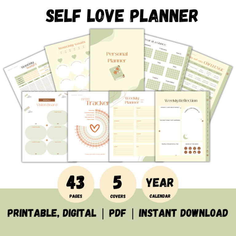 Self Love Personal Planner - Printable PDF Digital Download ⋆ Spend ...