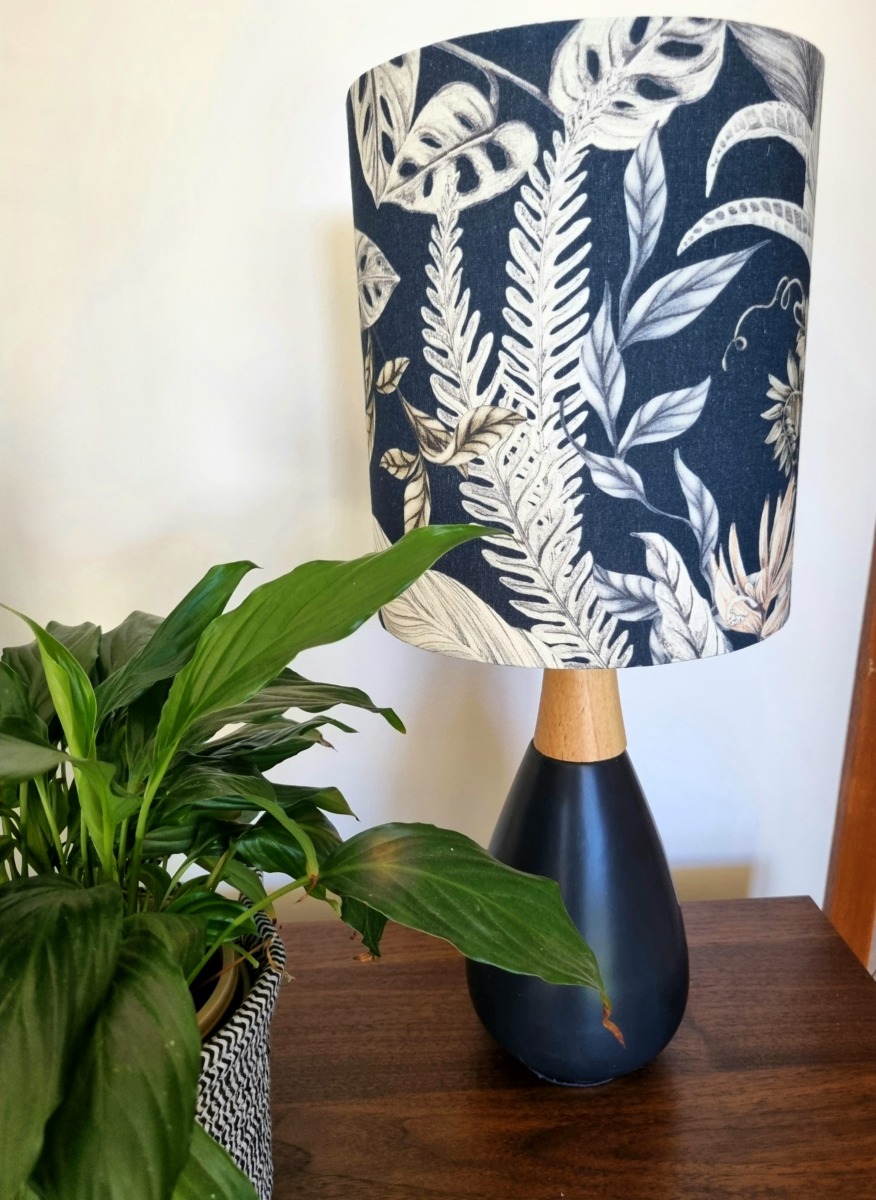 South Pacific lampshade, Hamptons style lampshade, blue and white