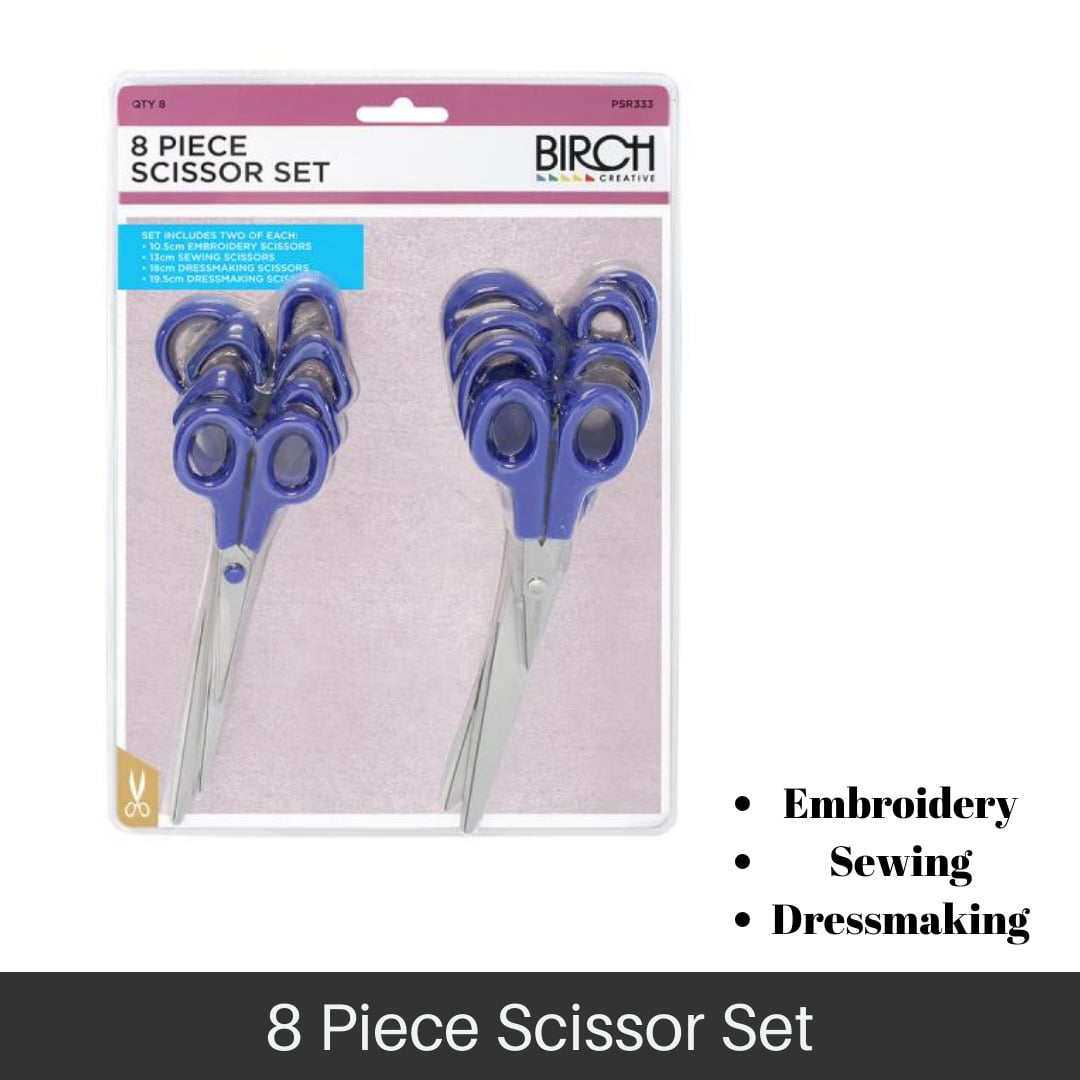 BIRCH Scissor Set 8 Pairs Emboidery Sewing & Dressmaking Scissors ...