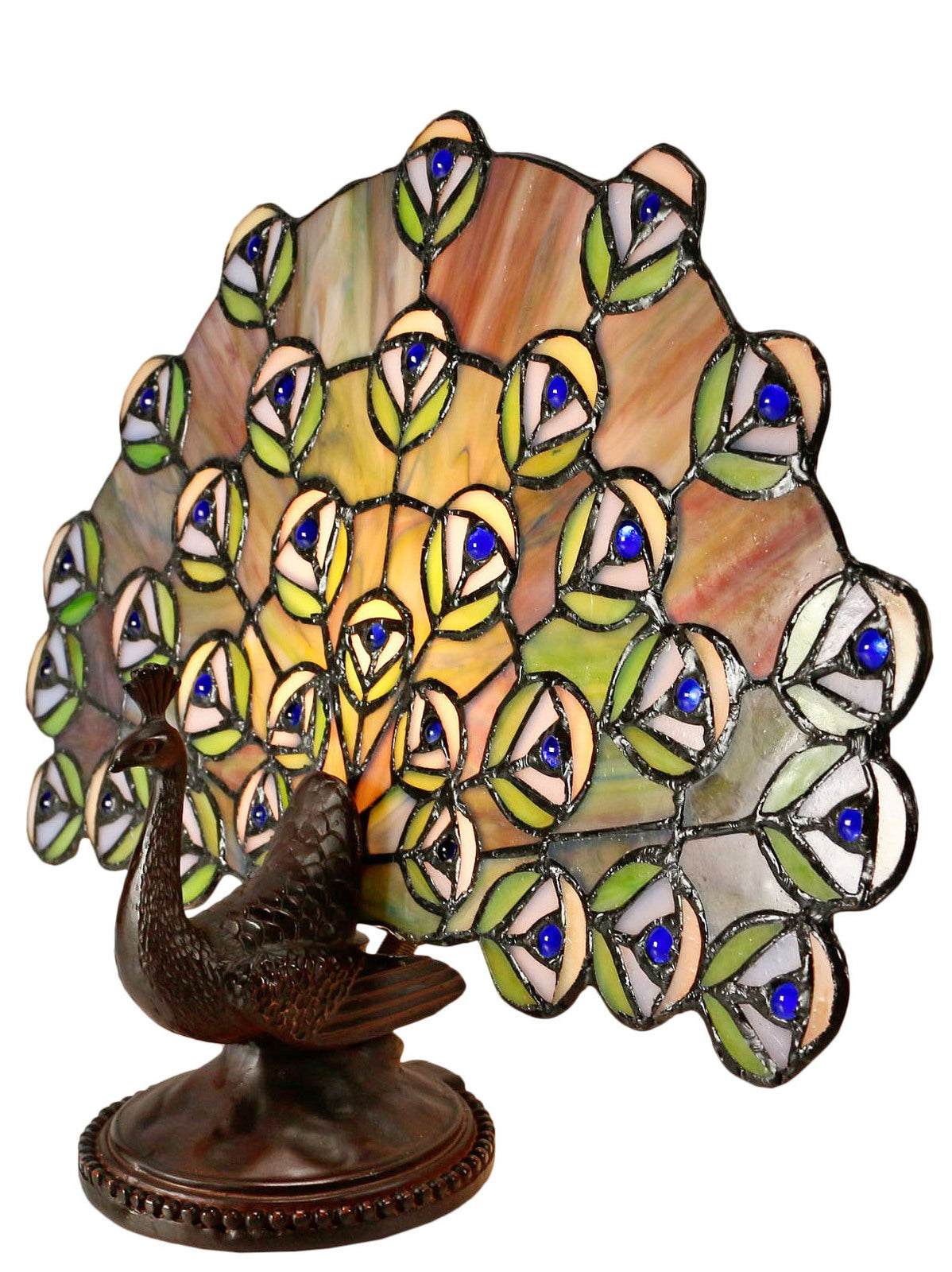 Stained Glass Peacock Lamp
