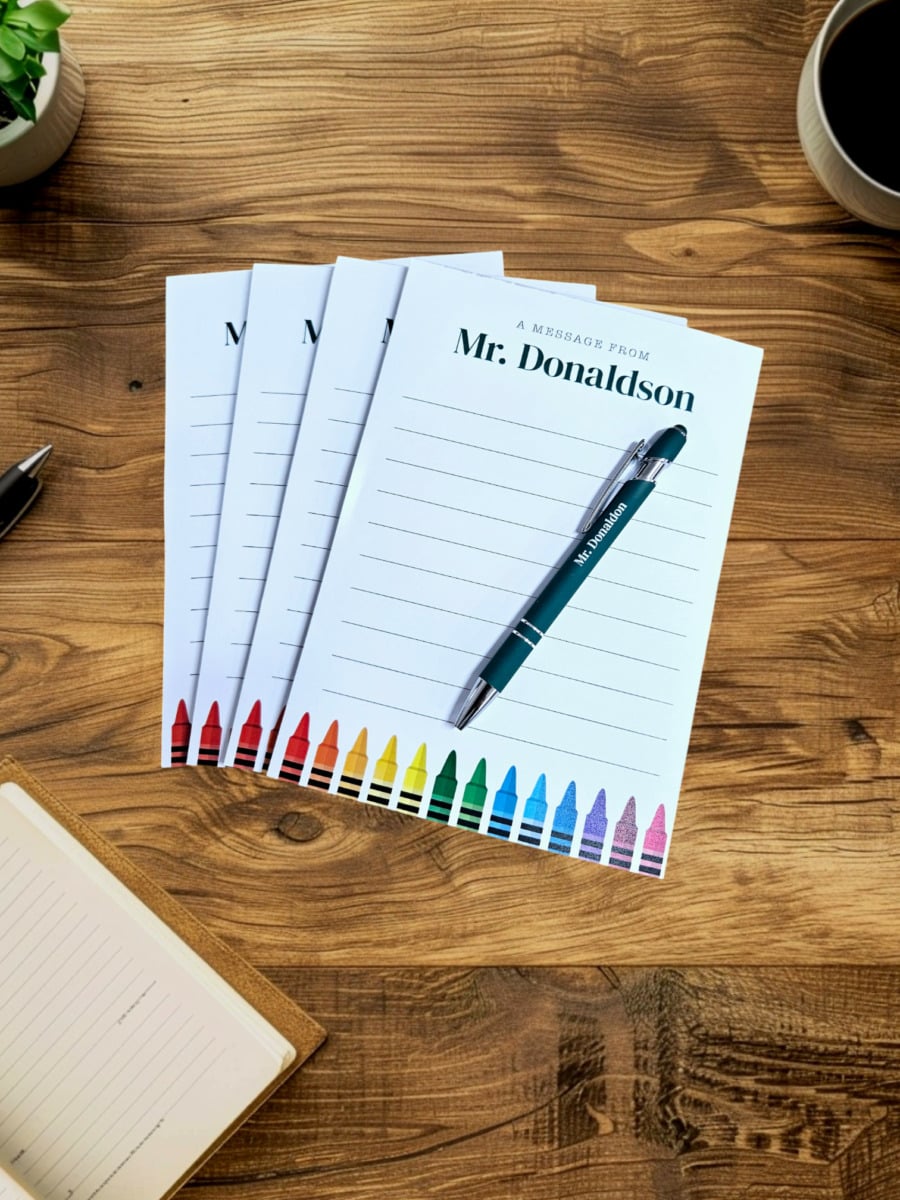 Personalised Teacher Notepad Bundle with BONUS STYLUS PEN - 5 Designs ...